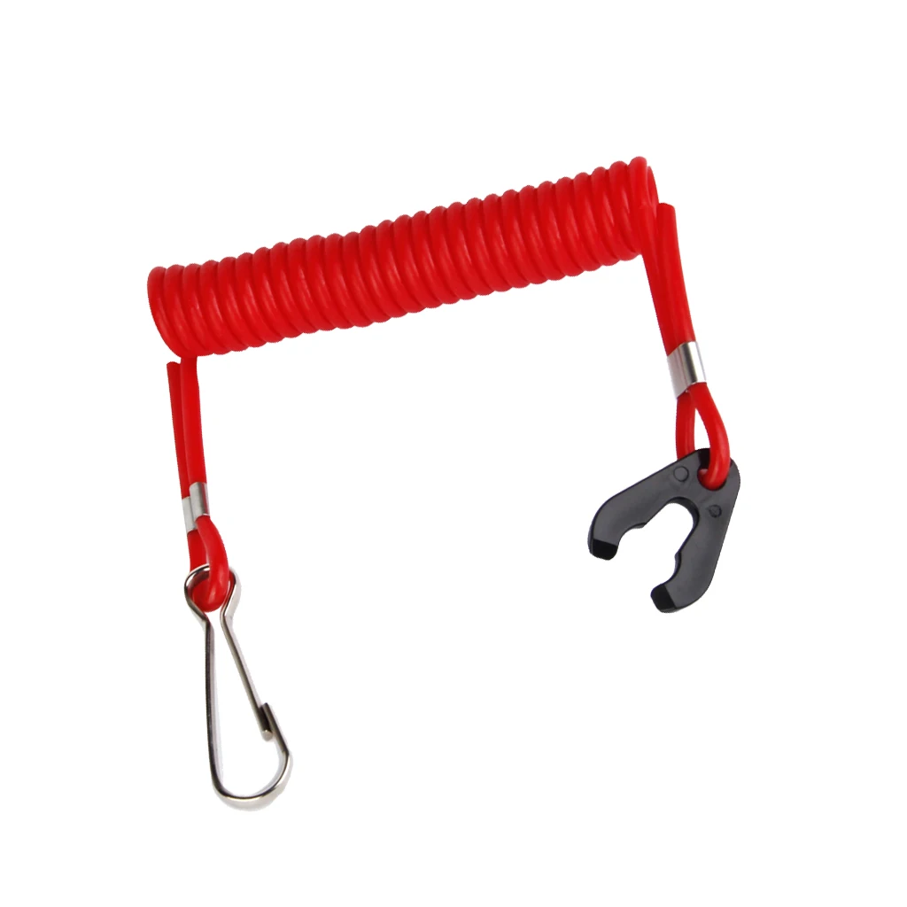 

Red Safety Coilded Boat Motor Outboard Kill Switch Key Lanyard Ignition Kit