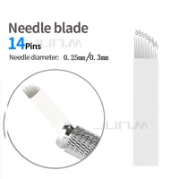 50 pcs 14pin high low microblading needles blade eyebrow permanent makeup manual for 3d embroidery tattoo pen machine