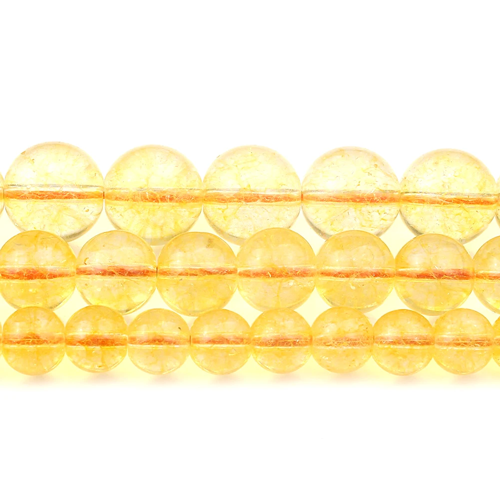 

Natural Beads 6 8 10mm Yellow Crystal Round Glass Beads Quartz Loose Spacer Beads for Jewelry Making DIY Bracelet Necklace 15''
