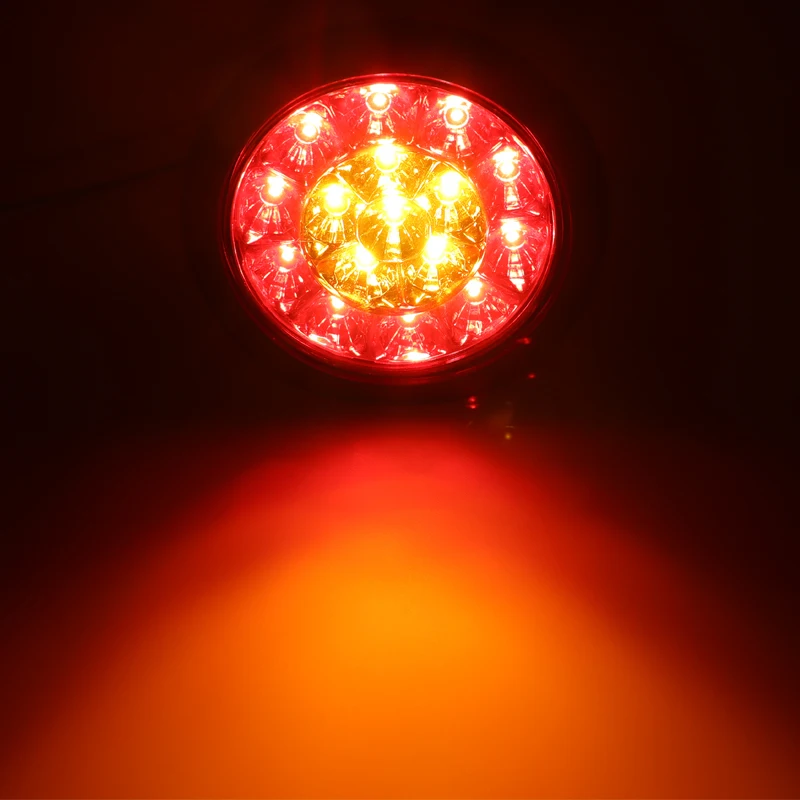 1x/2x Car Round LED Amber Red Taillights 16LED 12V/24V Brake Stop Running Reverse Backup Light Lamp For Truck Trailer Lorry - купить по