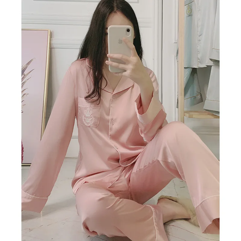 Женская пижама летний комплект нижнего белья с длинными рукавами Шелковый