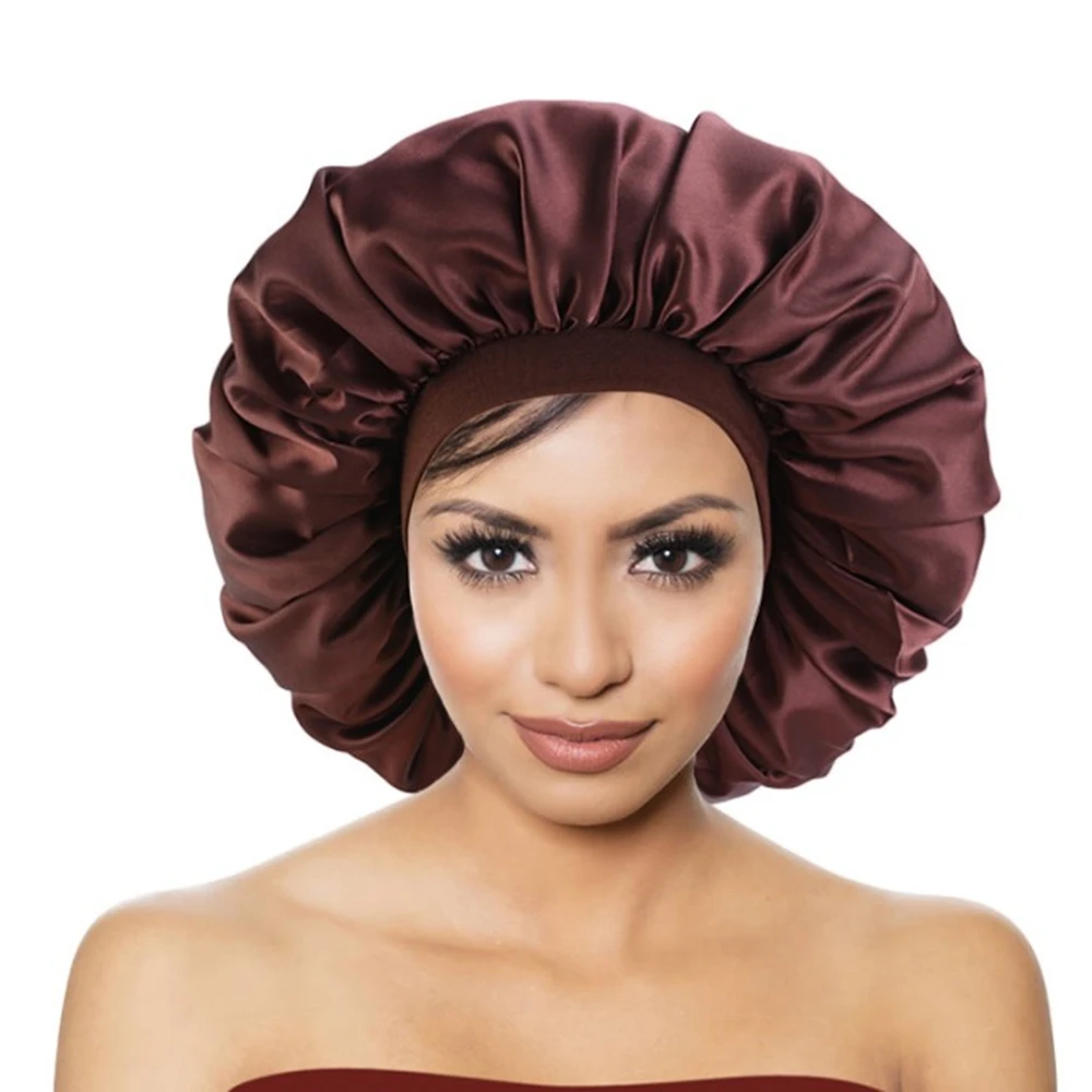 

Fashionable Women's Satin Sleeping Cap Baotou Cap Anti Hair Loss Hat Wide Brimmed Hat Hair Salon Perm Hat Silk Moon Hat