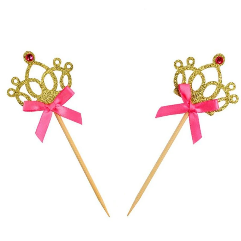 10 штук золотые принцессы корона для капкейков фигурки жениха и невесты Торт