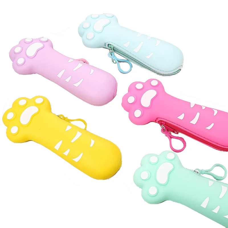 Милый большой чехол карандаш с кошачьей лапой фруктовый школьный каваи