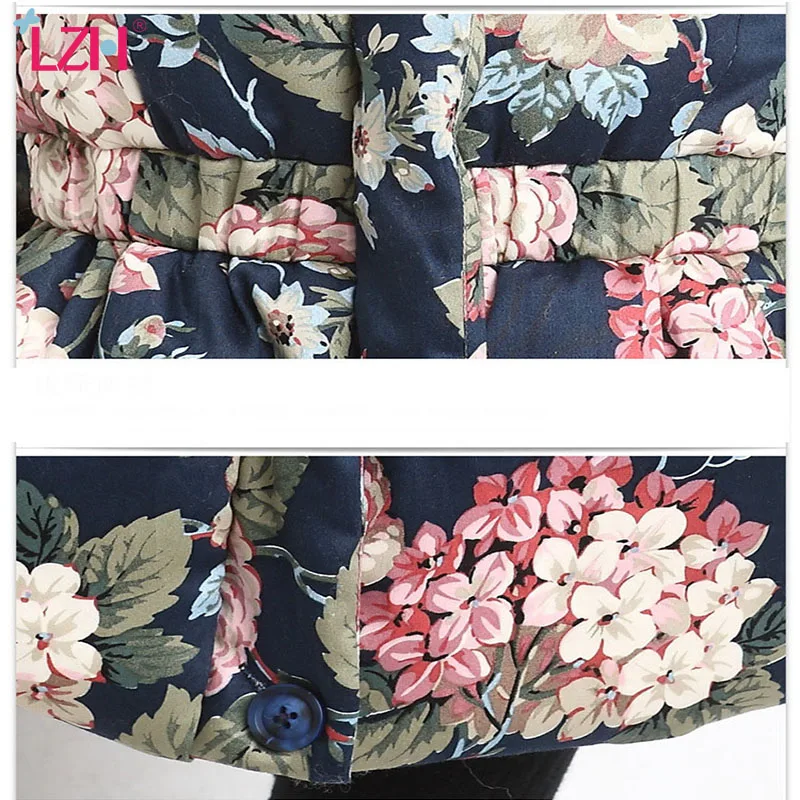 

LZH 2021 Winter Kids Down Jacket Teens Floral Parkas For Girls Hooded Fur Thick Warm Cotton Coat Children Clothes 4-12 Years