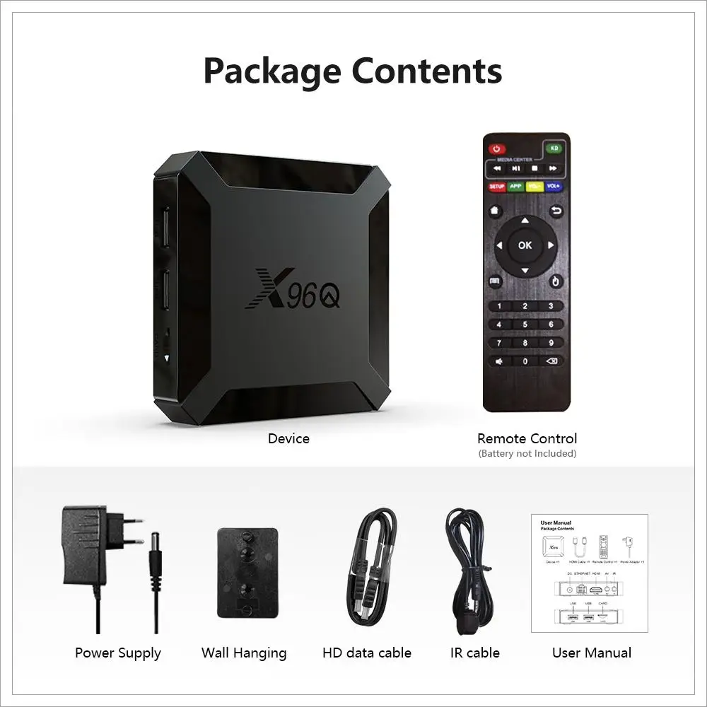 

X96Q Smart Tv Box Android 10.0 Set-Top Box Digital TV Convertersupport DLNA function support 2.4G wireless mouse / keyboard