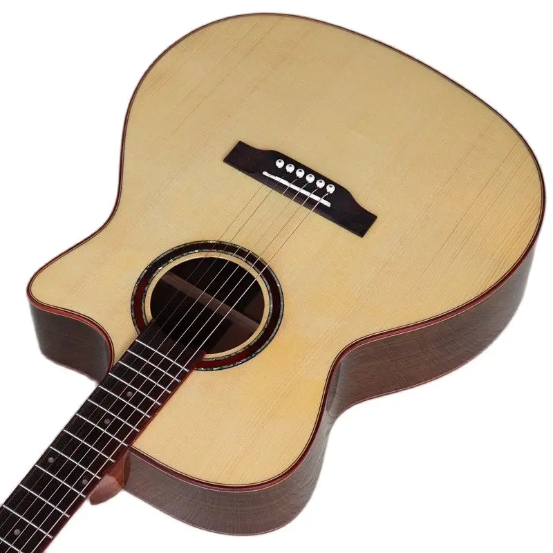 hochglanz elektro akustische gitarre 40 inch solide fichte top cutway design natürliche farbe 6 saiten folk gitarre mit gig tasche free global sh