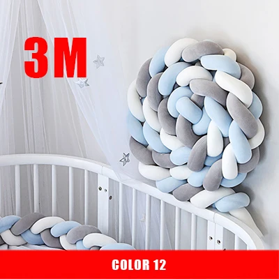 3M-12 3 м смешанные цвета плетеная Накладка для детской кроватки узел Подушка плетеная Подушка для подушек для кроватки для детской кроватки, детская подушка для декора стен в детской комнате - Цвет: 3M-12