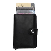2021 rfid card holder with organizer coin pocket fashion carbon fiber credit card holder men slim wallet anti theft card case