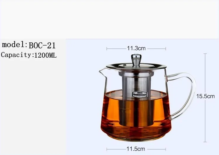 BOC21 1200ML Индукционная специальная кастрюля для варения чая специальная плита стеклянный чайник из нержавеющей стали чайник с внутренним вкладышем цветочный чайник - Цвет: BOC21 1200ML