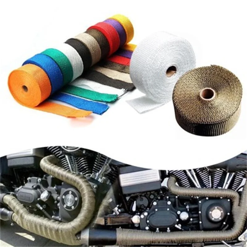 

Motorcycle Exhaust Thermal Exhaust Tape Header Heat Wrap Resistant Downpipe Turbo Mainfold Heat Exhaust Wrap Car Accessories