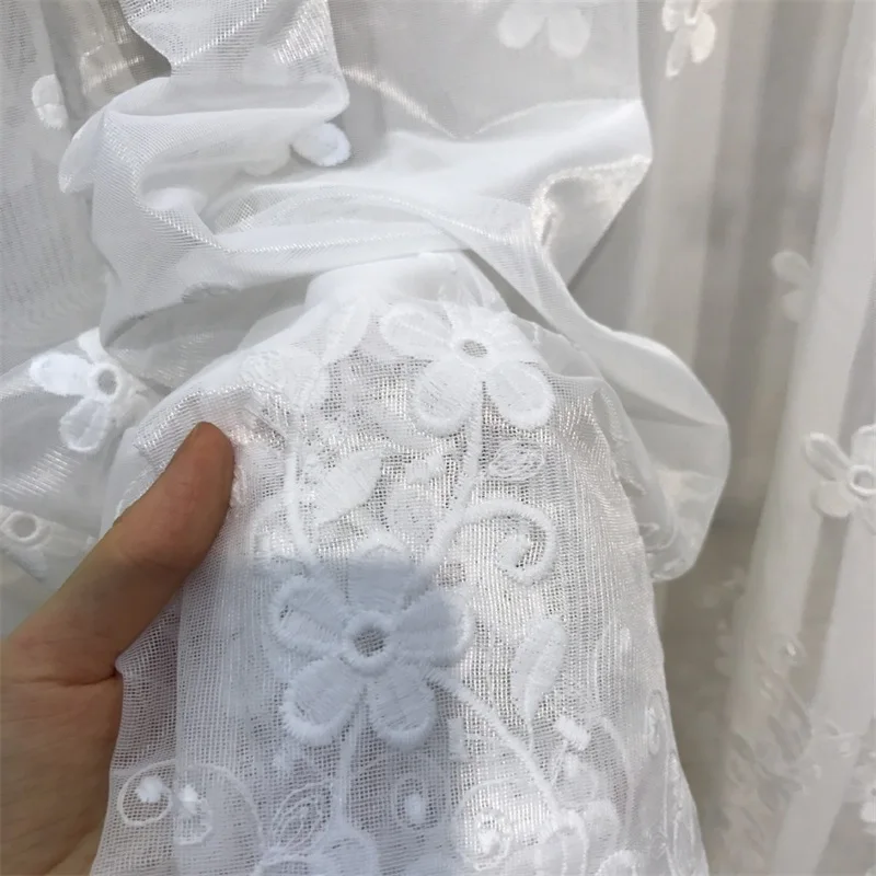 White Tulle Роскошные с цветочной вышивкой кружевной белые шторы для гостиной спальни высокого качества Кружева тюль занавес s готовая штора T259#4 - Цвет: White Tulle