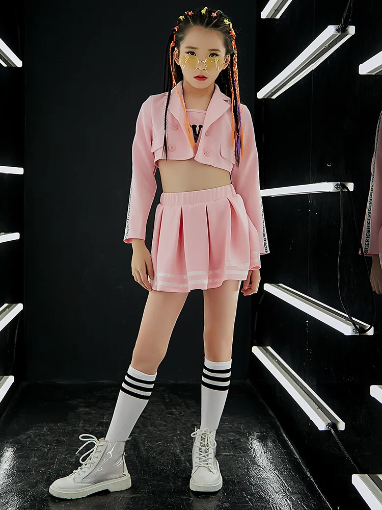 Женские модные розовые комплекты Детский костюм для джазовых танцев уличная