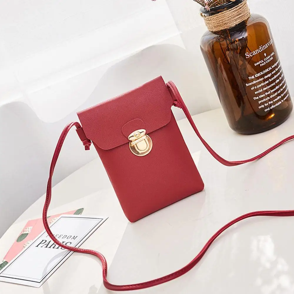 1 шт. сплошной цвет ретро женский кошелек кожаный для монет сотовый телефон мини