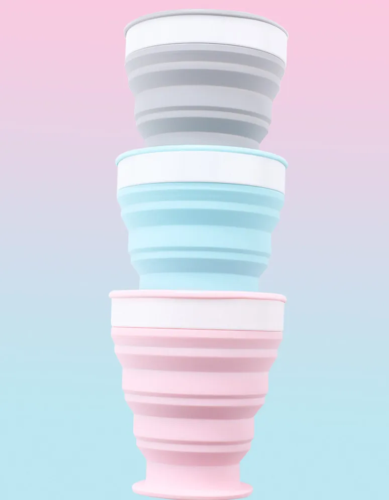 

Folding Silicone Cup Coffee Mugs Travel Collapsible Silicone Cups Portable Handcup Retractable Food Grade Foldable Water Cups