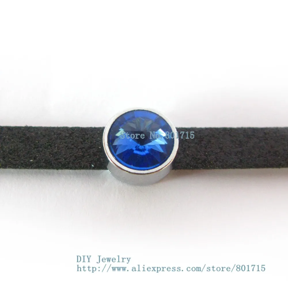 10pcs Slide Charms Birthstone DIY Accessories Internal Dia 8mm Fit Bracelet Necklace Belt Wristband Pet Collar Keychain Gift - купить по