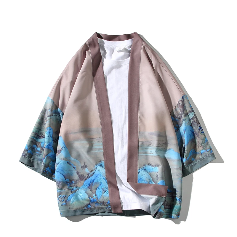 

2021 Chinese Style Seven-Quarter Sleeve Ice Silk Cardigan Crane Print Oversized Sun Protection Clothing Loose Large Size Coat