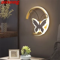 aosong nordic creative wall sconces copper lamp modern butterfly shade led light for home