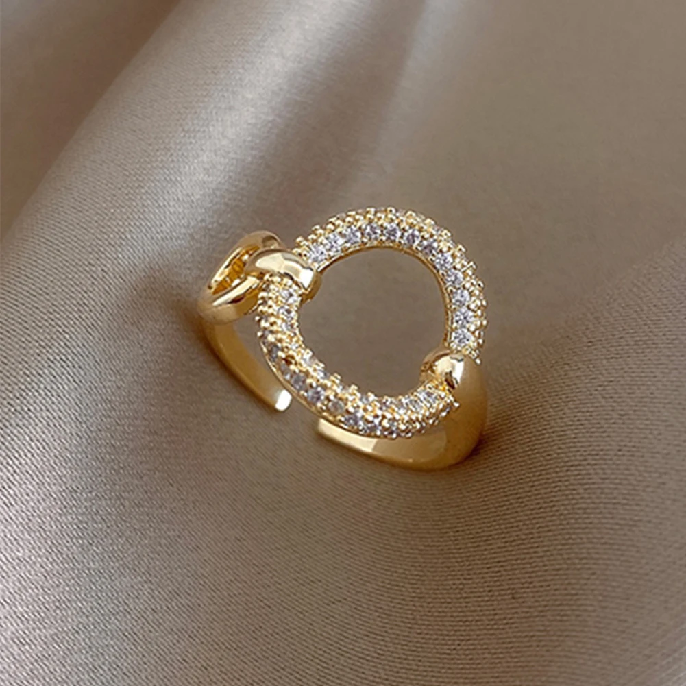 

New Classic Zircon Circle Open Ring For Woman Sexy Finger Accessories Fashion Korean Jewelry Wedding Party Unusual Rings