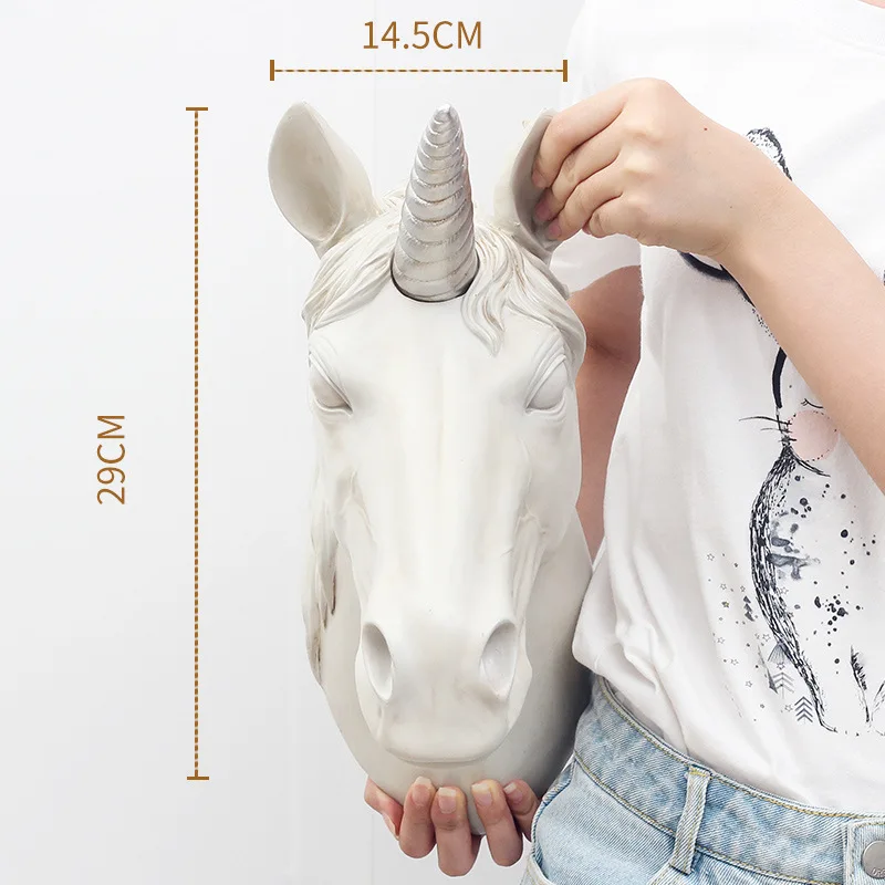 

Animal Head Art Sculpture Deer Statue Wall Hanger Resin Crafts Home Decoration Accessories Vintage Unicorn Wall Decoration