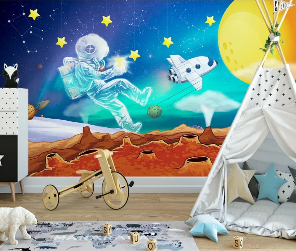 Пользовательские 3D фотообои Фреска Фэнтези Космос астронавт фон стены Детская