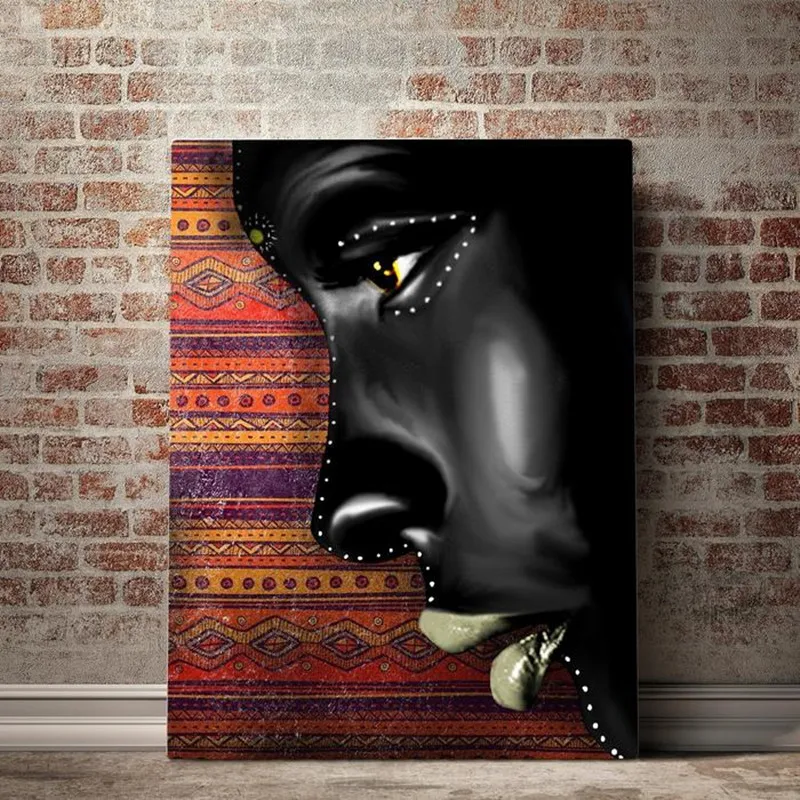 

Africa Tribal Princess Canvas Painting Wall Art Beauty Black Woman Picture For Living Room Retro Posters And Prints Home Decor