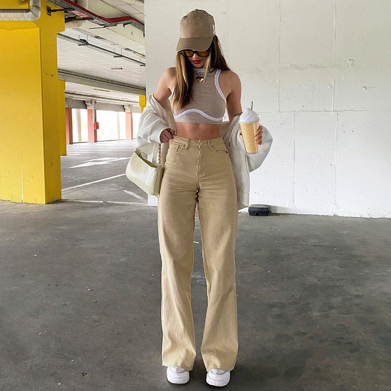 JMPRS повседневные свободные джинсы для женщин с высокой талией широкие женские