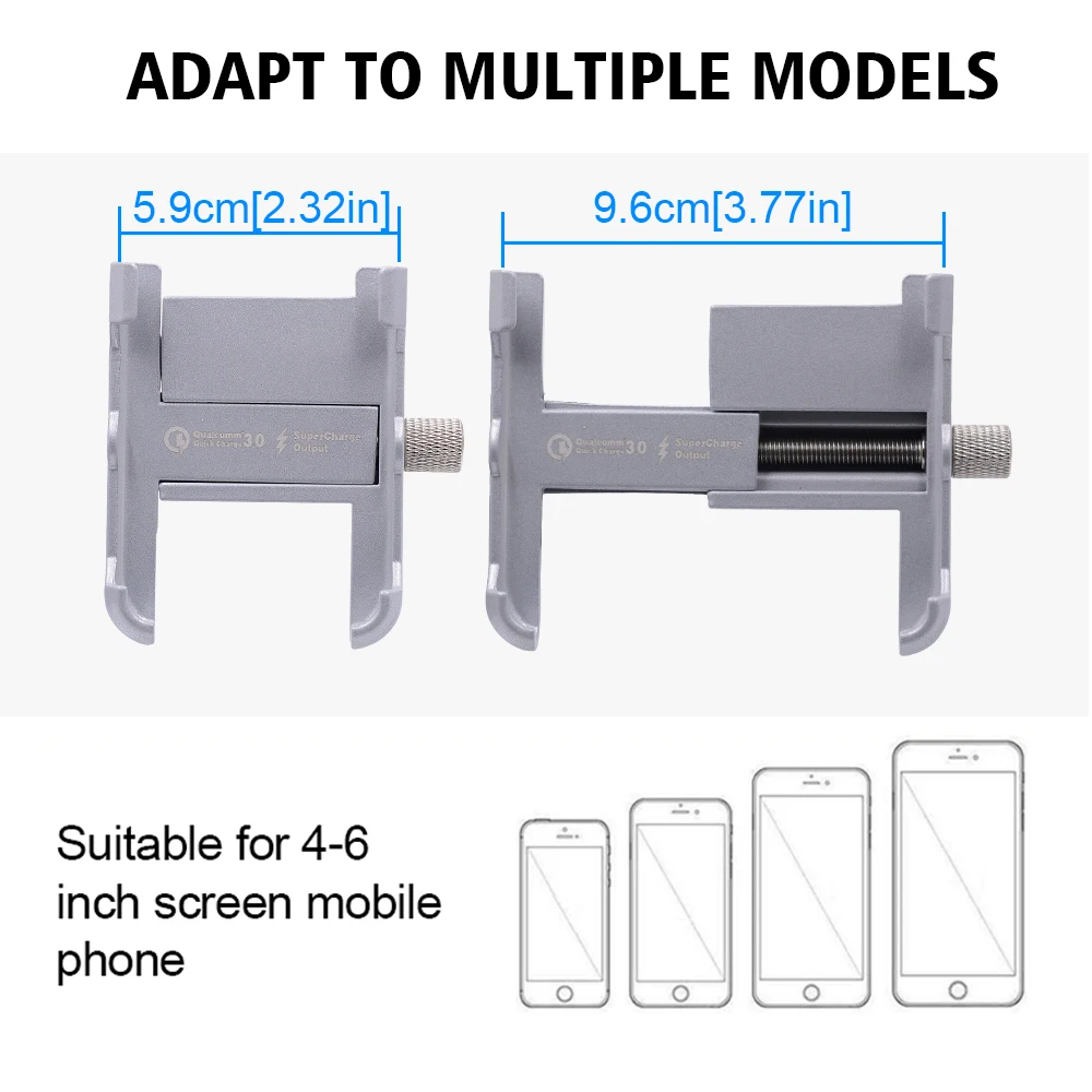 Держатель для телефона мотоцикла для iPhone X 8 QC3.0 Quick Charge Moto Руль заднего вида телефон Подставка 4-6,5 дюймов мобильный телефон gps крепление