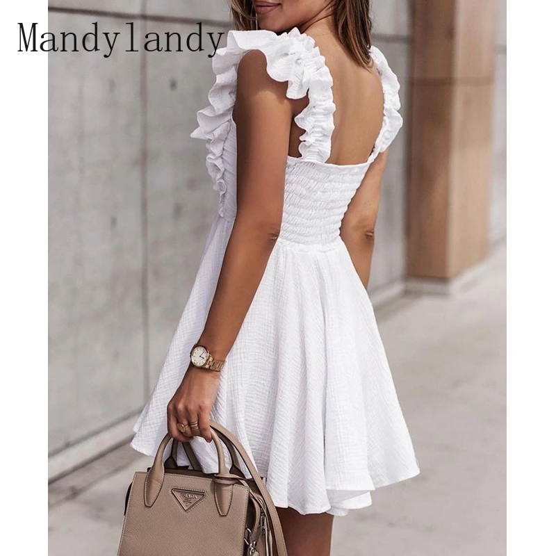 

Платье женское летнее без рукавов с V-образным вырезом