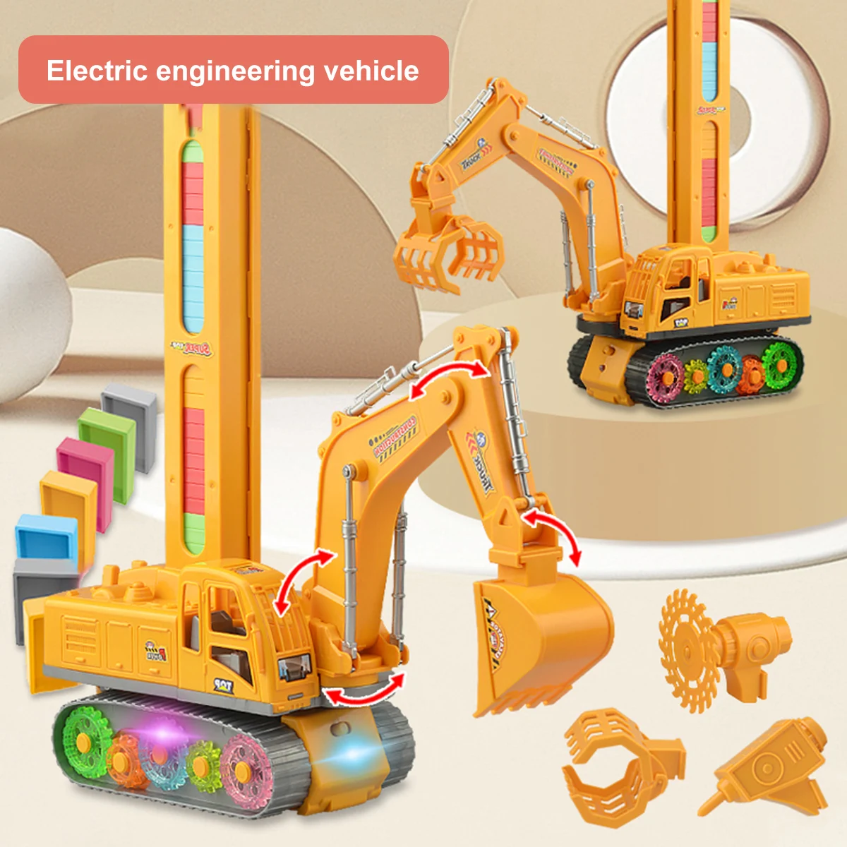 

Kids Domino engineering vehicle Set Sound Light Automatic Laying Domino Brick Dominoes Blocks Game Educational DIY Toy Gift