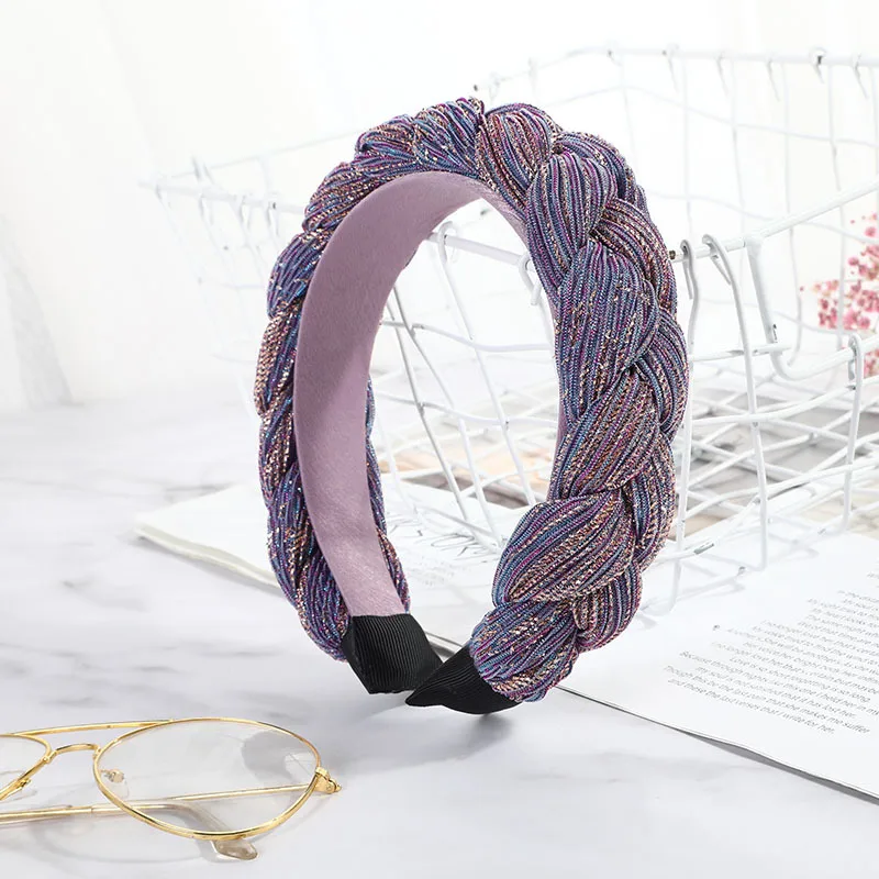 Цветные женские повязки для волос толстый Плетеный ободок модные широкие