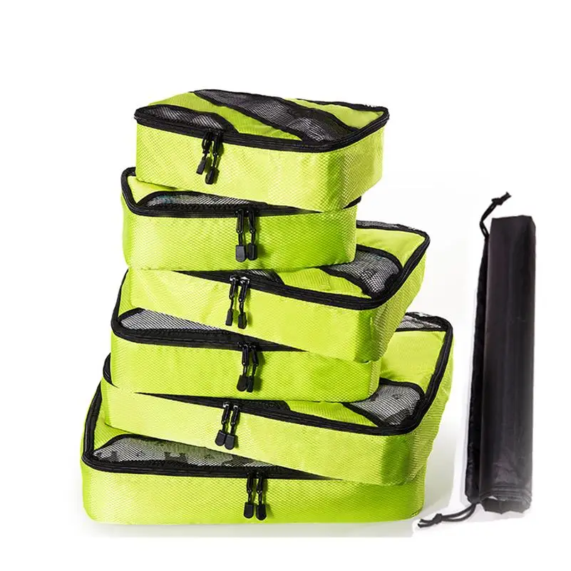 GREEN 6 SET Чемодан Упаковка Куб нейлон/Для женщин/большой/дамы/большой/Водонепроницаемый/дорожные сумки Органайзер комплекты Упаковка куб Организатор вещевой мешок - Цвет: GREEN 6 SET