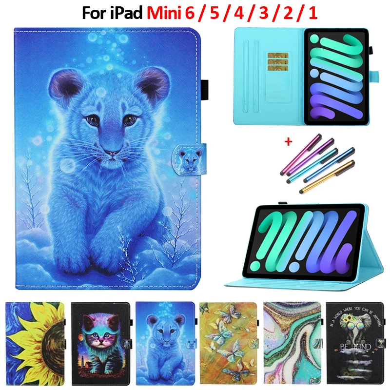 

Чехол для iPad Mini 6, 8,3 дюйма, С Рисунком Тигра, кошки, чехол для iPad Mini 6 2021, чехол для iPad Mini 6, чехол для планшета