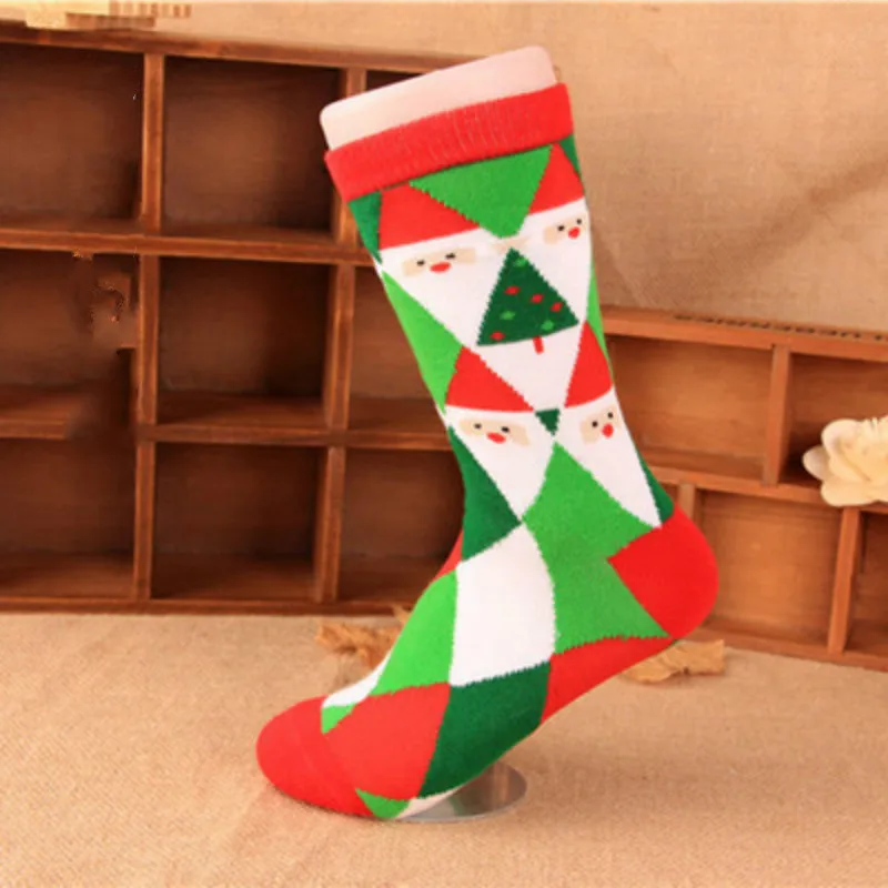 Рождественские носки с изображением снежного лося подарок хлопковые принтом