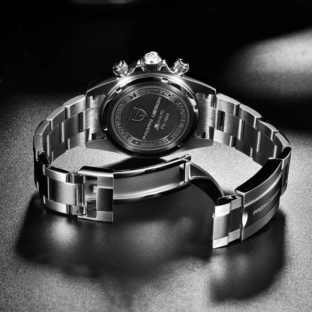 

PAGANI DESIGN 40mm Men Wristwatch Sapphire Glass Clock Stainless Steel 100M Waterproof Chronograph Fashion Luxury Quartz Watches