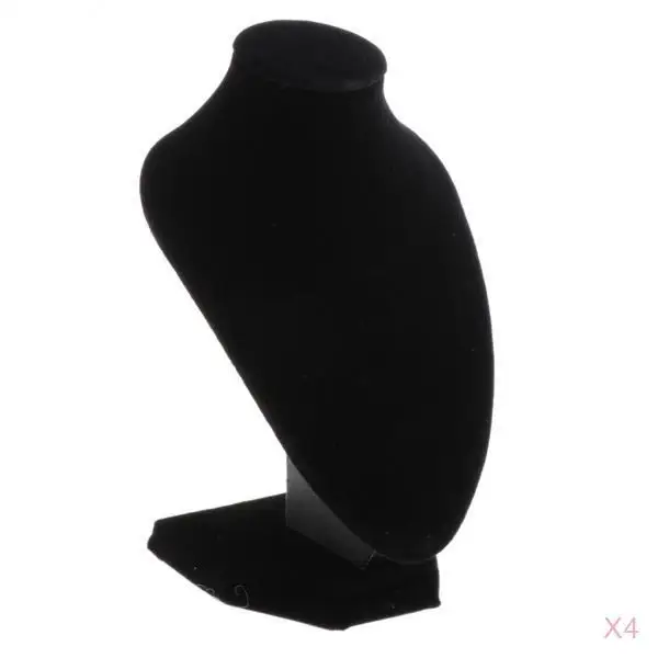 

4 Packs Black Velvet Necklace Female Bust Display Pendant