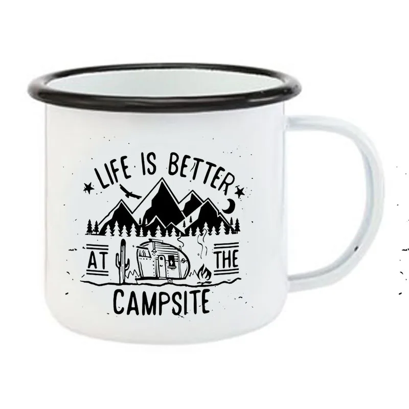 Stainless Steel Camping Coffee Mug Gift Campsite Wine Tester Camper Camping Retro Enamel  Mug