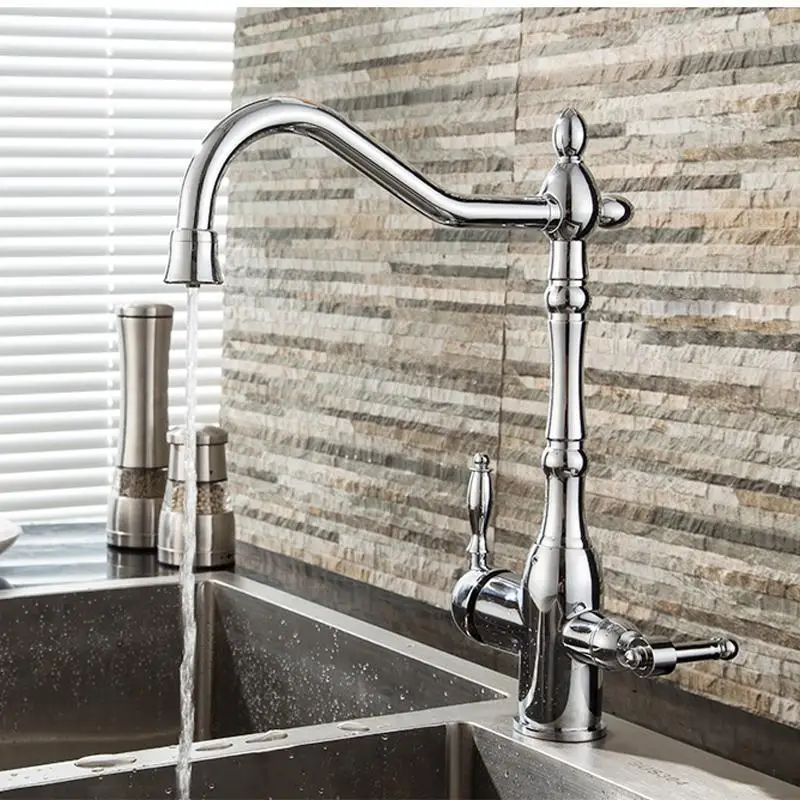 

2017 Square kitchen faucet with double-functions Torneira Cozinha Faucets 3 In1 Kitchen Faucet Three Way Tap for Water Filter