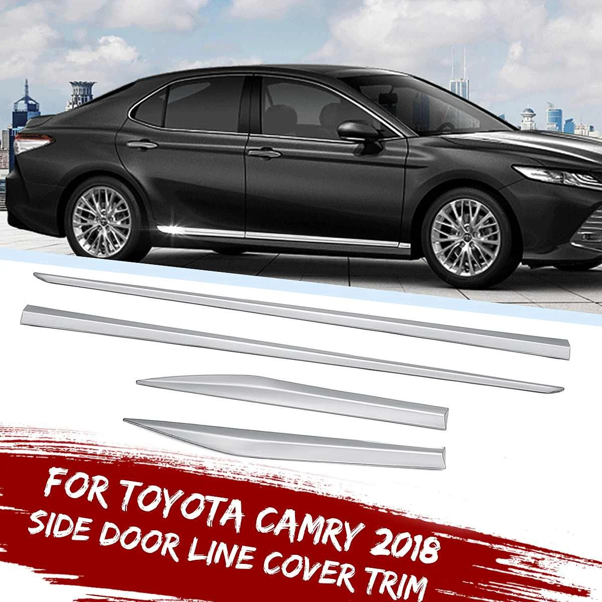 

4 шт., хромированные защитные накладки на боковую дверь, для Toyota Camry 2018-2019
