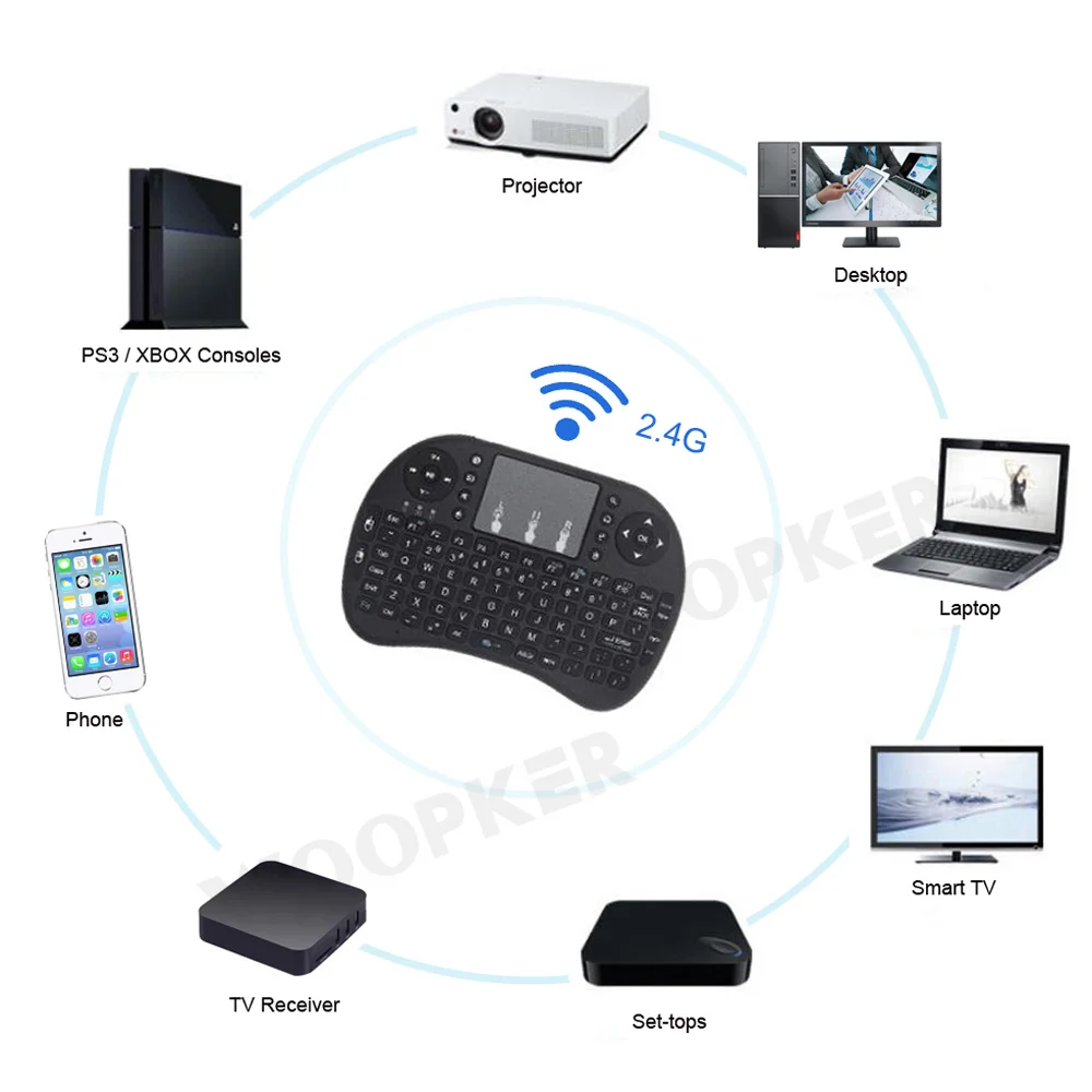 Woopker i8 Беспроводная клавиатура Air Mouse с тачпадом 2 4 ГГц работает Android TV BOX Mini PC