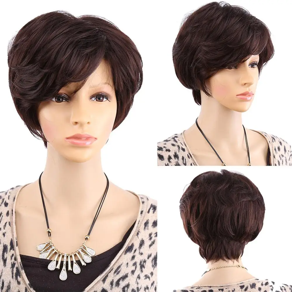 Синтетический Классический короткий кудрявый натуральный блонд каштановый