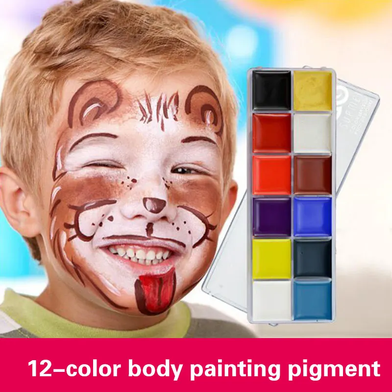 Оптовая продажа 12 цветов тела Краски Крем Палитра нетоксичные средства ухода за