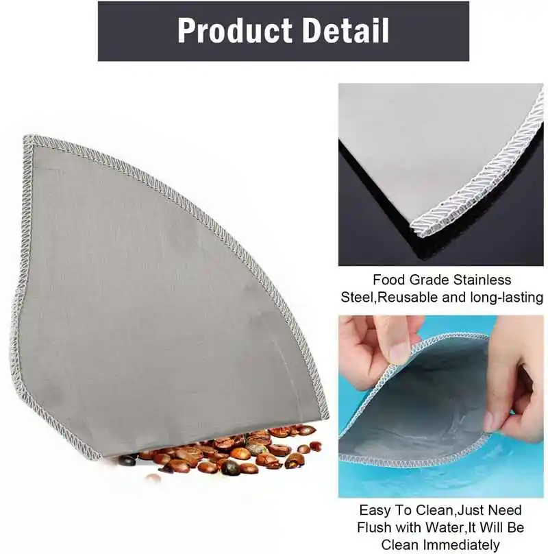 

Reusable Pour over Coffee Filter Stainless Steel Fine Mesh Coffee Filter Drip Cone Paperless Universal Coffee Filter