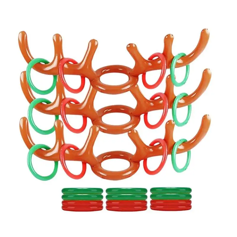 1 Set Inflatable Ring Toss Game Set Develop Children's Curiosity Creativity Headgear Funny Reindeer Antler Christmas Toy