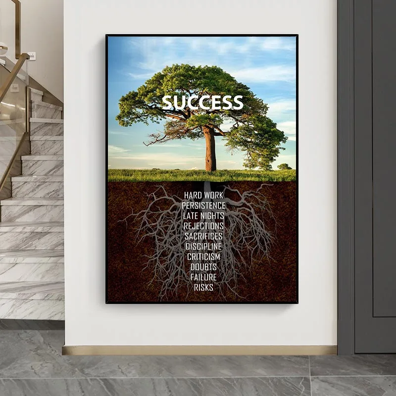 

Success Tree Movational Qoutes Canvas Painting on The Wall Posters and Prints Wall Art Pictrues for Living Room Office Decor