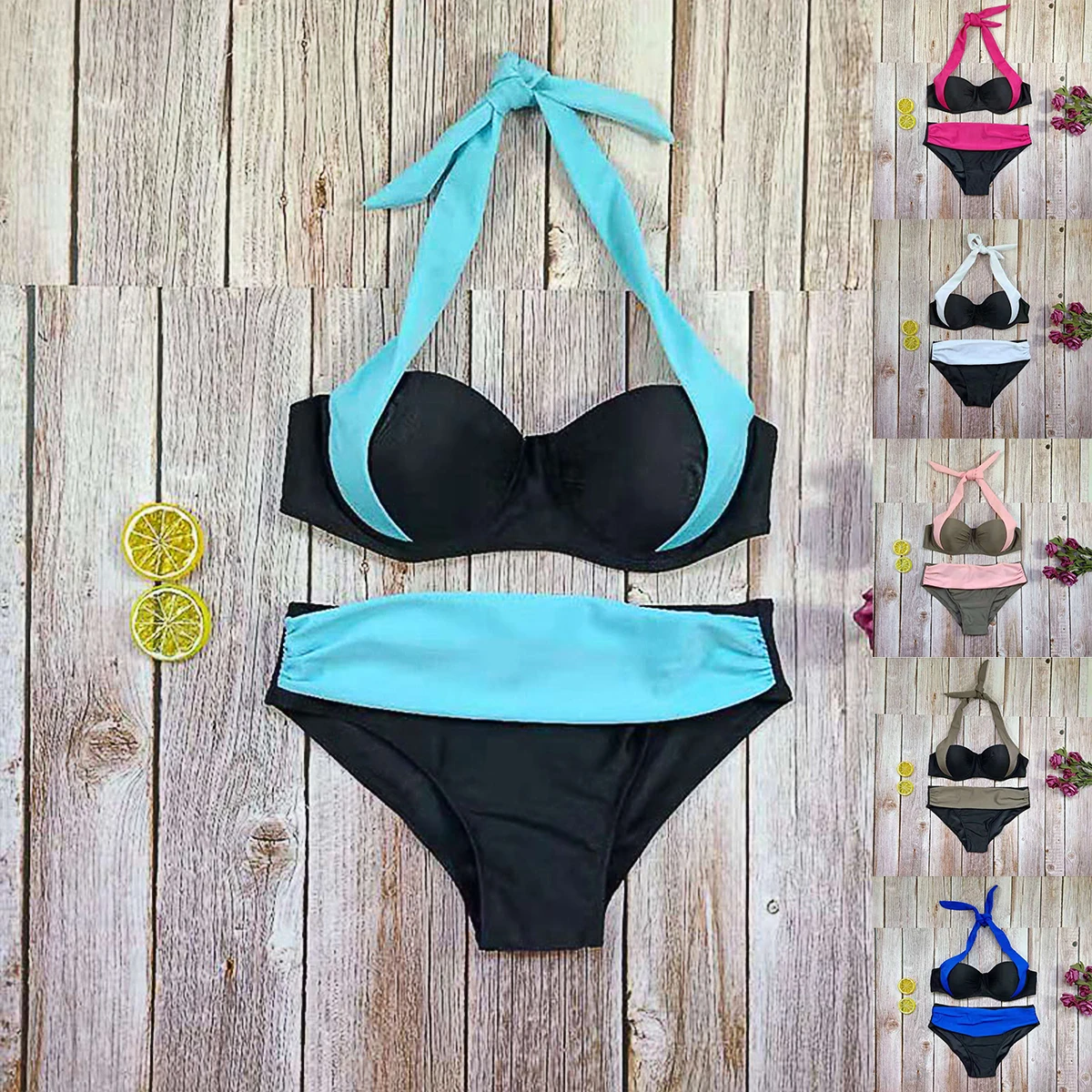 

Сексуальный Однотонный женский стиль 2020, бандажный купальник из двух предметов с открытой спиной, бразильский купальник, женская пляжная о...