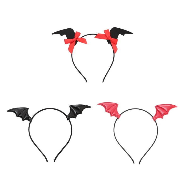 

573B Halloween Bat Wing Hair Hoop Bat Devil Hair Clips Photo Prop Party Headwear