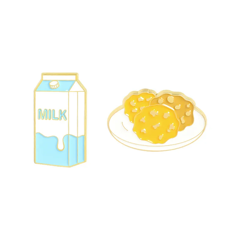 

The Best Snack Brooch New Alloy Breakfast Brooch Creative Cartoon Milk Bread Brooch Gifts For Children And Friends Food Jewelry