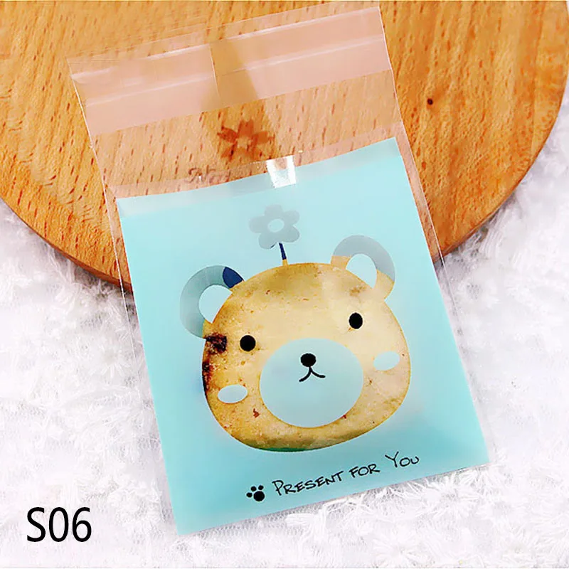 50/100 шт 7*7 см и милые носки с рисунками зверей из мультфильмов, Пластик Подарочный пакет для печенья на день рождения или свадьбу; яркие выпечки посылка из полиуретана с открытыми порами самоклеющиеся вечерние свадебные сувениры - Цвет: S06