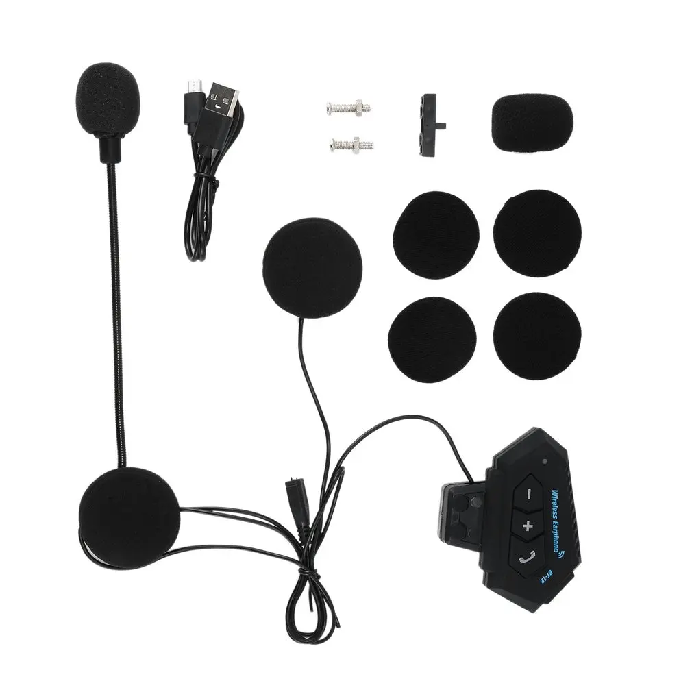 

BT12 Motorcycle Helmet Earphone Multi Interphone Headset Moto Hands-free Low Noise Motorcycle Earphone